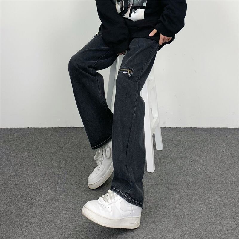 [MGJM Series]★Denim Pants★ Bottoms Unisex Men's Pants Black Black SML XL Slimming Easy to match