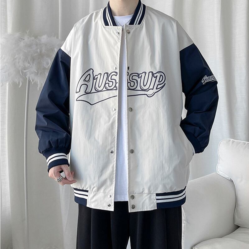 [HKHB Series]★Jacket★ 3color Stadium Jacket Outerwear Unisex Men's Large Size Black Green Beige