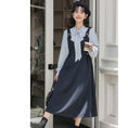 Load image into Gallery viewer, [MEIYI Series] ★One Piece★ Long Length Faux Layered Ribbon Women's Commuting Date Navy Blue
