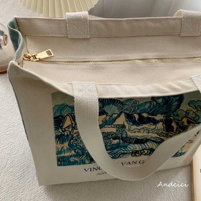 [Andcici Series]★Bag★ Tote bag, large capacity, oil painting style, date, commuting to work, school, cute, ladies, easy to match