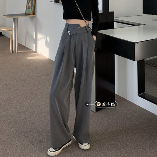 [Left Sister Series]★Gaucho Pants★ Casual Pants 2color Plain High Waist SML Slimming Fashion