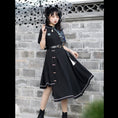 Load image into Gallery viewer, [Dust Smoke Cloud Dream --- Nightless Castle Series] ★China style dress★ Switching floral pattern black black irregular short sleeve SML original
