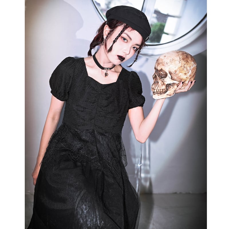 [Kokaishan---Hinago Series] ★Tops★ Short sleeve tops switching black black original short length