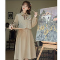 Load image into Gallery viewer, [Minami no Mori Series] ★One Piece★ 2color Faux Layered Fashion Ladies Switching Ribbon Wine Red Khaki Brown
