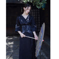 Load image into Gallery viewer, [Az Suna Series] ★Chinese style dress + obi★ Hanfu dress V neck S M L XL date girls' night out black black
