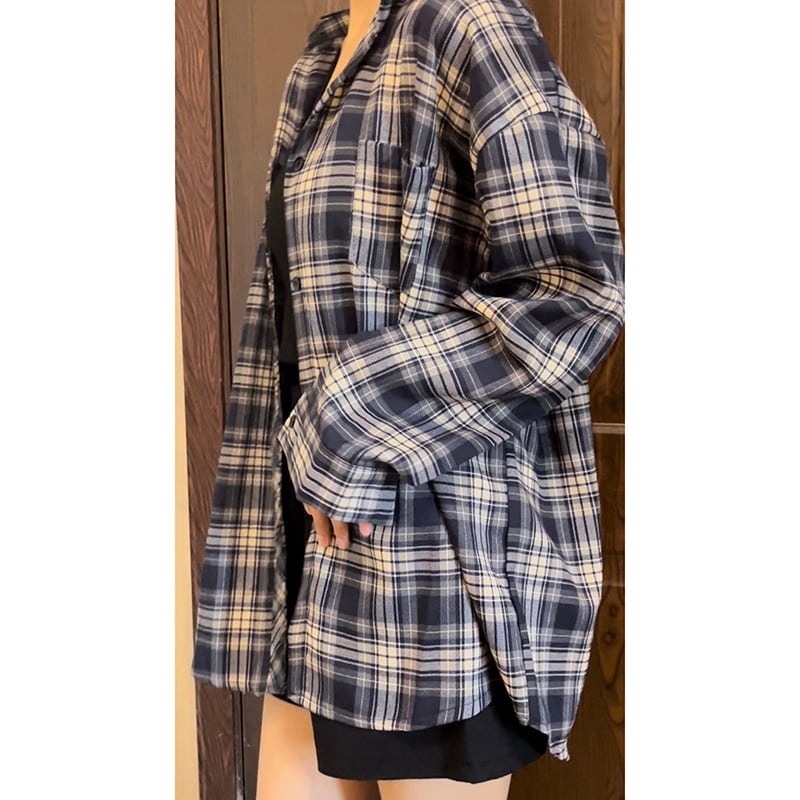 [XIAOXIN Series]★Shirt★ Tops, long sleeve shirt, plaid pattern, easy to match, ladies, loose fit