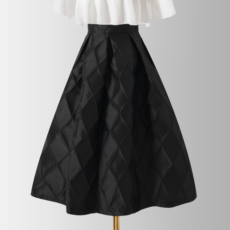 [MOERBEN Series] ★Skirt★ Bottoms High waist Improves temperament Check pattern Black Black Easy to match