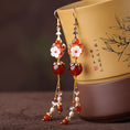 Load image into Gallery viewer, [Smoke Rain Gangnam Series] ★China style earrings★ Pair earrings or earrings accessories floral pattern red red fringe
