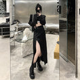 Load image into Gallery viewer, [Lin Shushuo Series] ★China style skirt★ Bottoms Slit Asymmetrical Unique Harajuku style Easy to match Slimming Black Black
