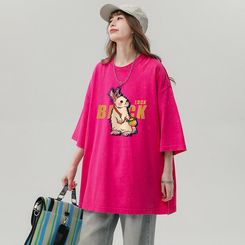 [YOUHAN Series]★T-shirt★ 4color Tops Unisex Men's Short Sleeve Tops Retro Loose Rabbit Rabbit