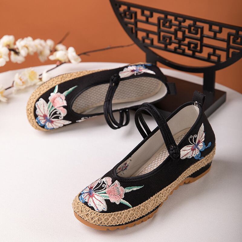 [BULUOYI Series]★Embroidered shoes★ 2color Chinese shoes Chinese dress shoes Beige Black Original