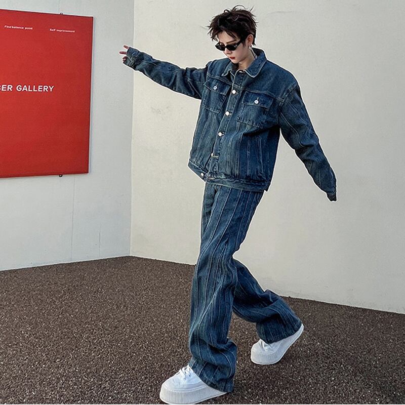 [Image Series]★Setup★ Jacket + Trousers 2-piece set Unisex Men's Denim Spring Clothes Stylish