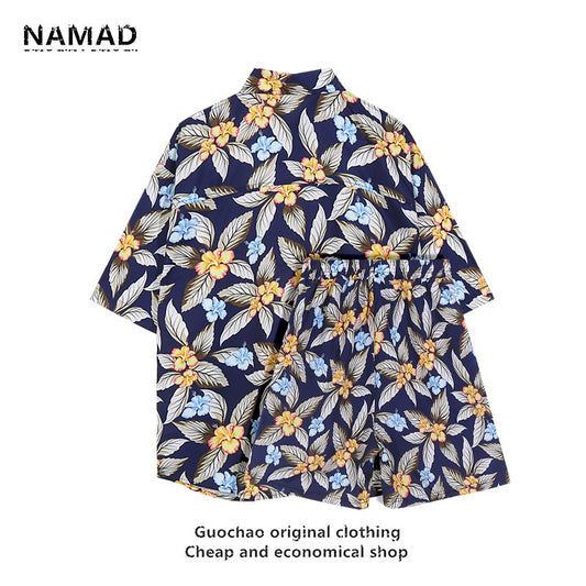 [NAMAD Series]★Setup★ 2-piece set Hawaii Aloha shirt Shirt + shorts Unisex Men's Floral pattern