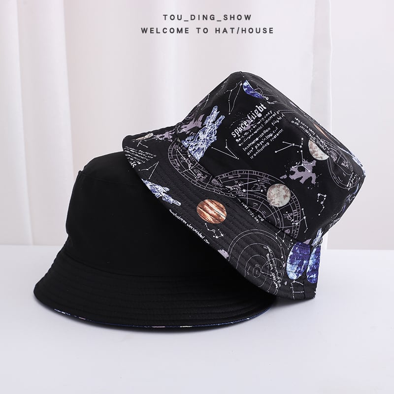 [Tokushu series] ★Hat★ 2color hat, hat that can be worn on both sides, Harajuku style, easy to match, starry sky pattern, spring/autumn type