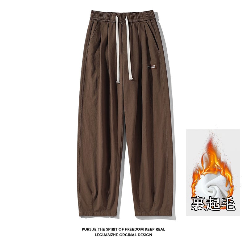 [BIGEMAN Series] ★Casual Pants★ Brushed lining 2color Bottoms Pants Unisex Men's Large Size Coffee Color Black