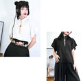 Load image into Gallery viewer, [Ancient monster --- butterfly effect series] ★China style top★ Blazer short sleeve embroidery butterfly short length black black
