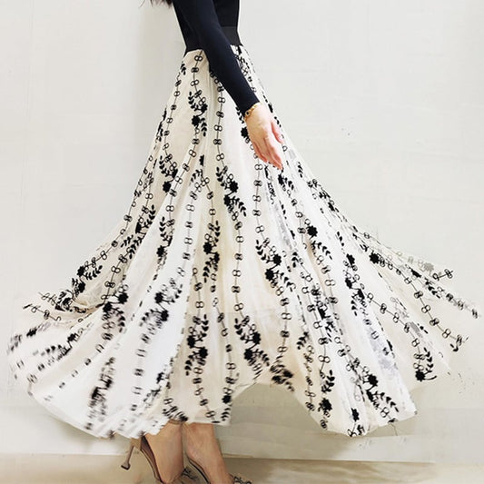 [KEER Series] ★Floral pattern skirt★ 3 lengths available, large size, stylish, elastic waist