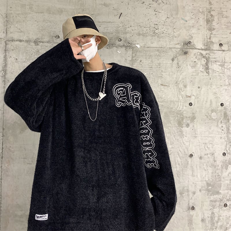 [YOULIN Series]★Sweater★ 2color Tops Casual Unisex Men's Alphabet Black White