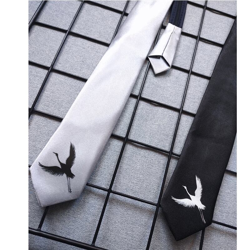 [Kuratakakoya Series] ★Tie★ 2color Black or Silver Crane Easy to match Accessories Casual