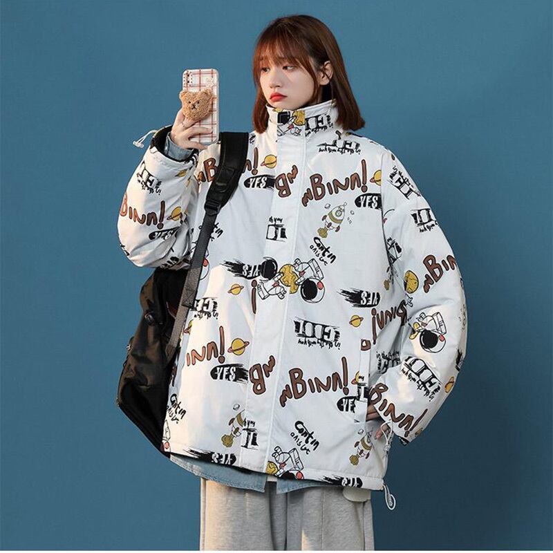 [Aya Series] ★Coat★ 2color outerwear, can be worn on both sides, unisex, men's, cute, black, white, cartoon