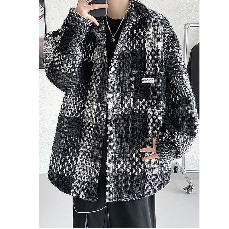 [PPG series] ★Jacket★ 2color outer plaid pattern unisex men's large size