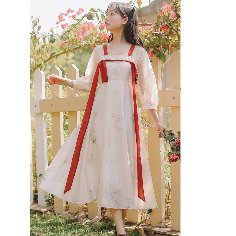 [Shojunsho Series]★Hanfu Dress★ Chinese Clothes Chiffon Retro Old Fashioned Sexy Old Fashioned Cute Slimming Date