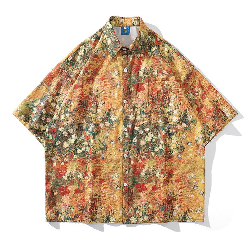 [TRAVEL ISSUANCE Series] ★Short Sleeve Shirt★ 2color Hawaii Aloha Shirt Print Unisex Men's Beach Travel Photography