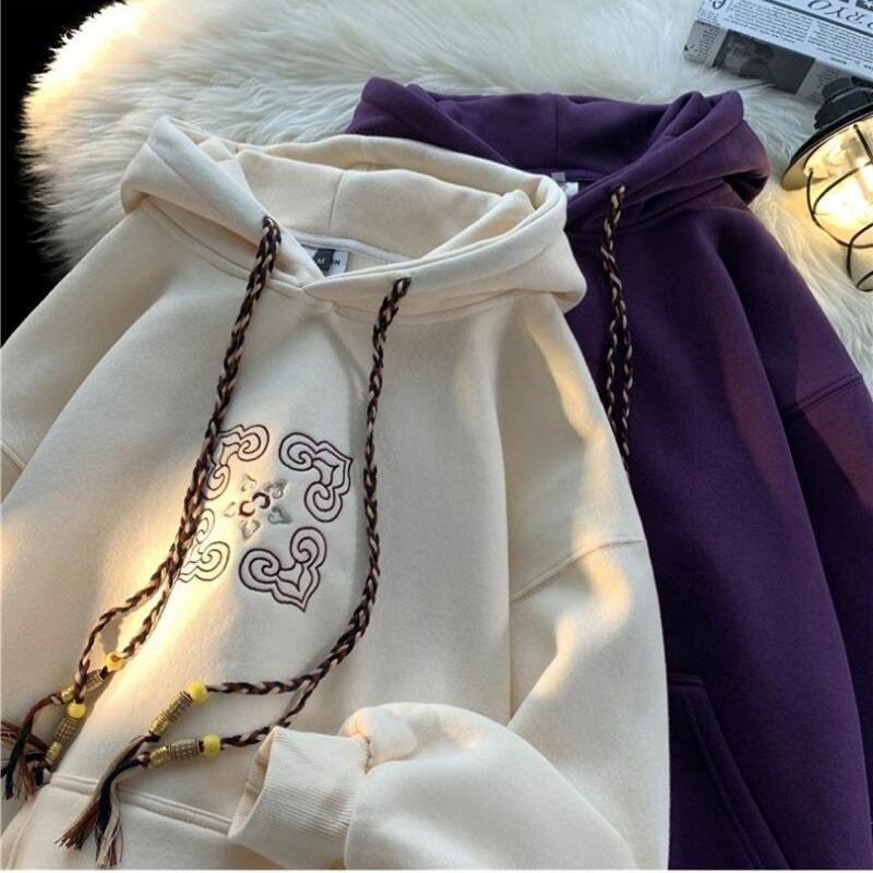 [BENGE series] ★Parker★ 4color brushed lining tops embroidery thick warm unisex men's black beige purple coffee color