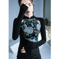 Load image into Gallery viewer, [ZHUOYAN Series]★China style top★ T-shirt, switching, floral pattern, long sleeve, sexy, slim, slimming, easy to match
