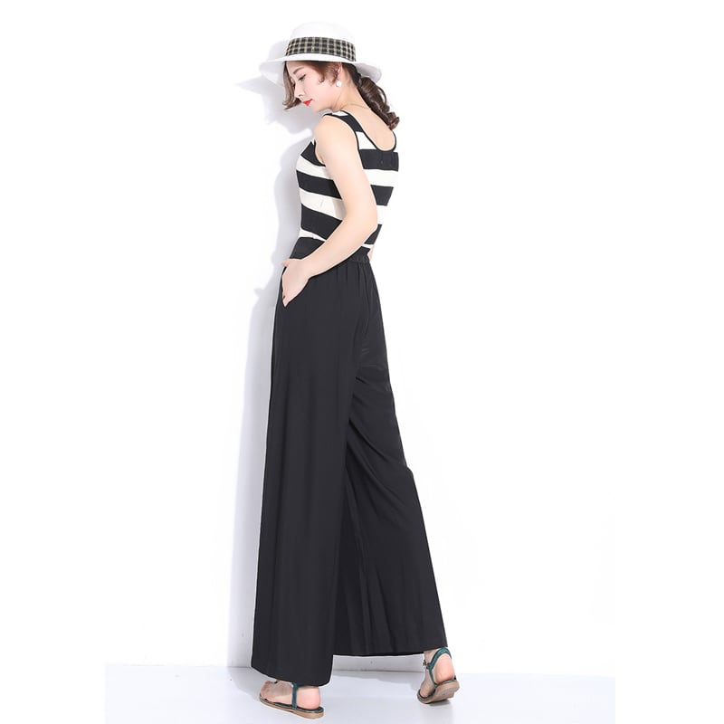 [Kobanlan Series]★China style trousers★ Gaucho pants Chiffon Black Black Elegant Slimming