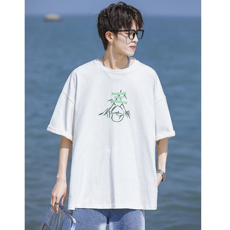 [MANYSTON Series]★T-shirt★ Tops 3color Unisex Men's Short Sleeve White Black Green