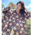 Load image into Gallery viewer, [YOUZI Series] ★Floral Pattern Shirt★ Tops Oil Painting Style Long Sleeve Shirt Loose Retro Commuting Date Cute Blue Blue
