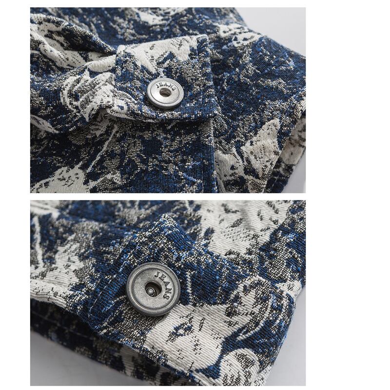 [BrokenBird Series]★Jacket★ Outerwear Unisex Men's Floral Pattern Blue Blue Cool