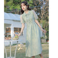 Load image into Gallery viewer, [NANMOSEN Series] ★China style dress★ Short sleeve dress, China button, cute, improves temperament, green
