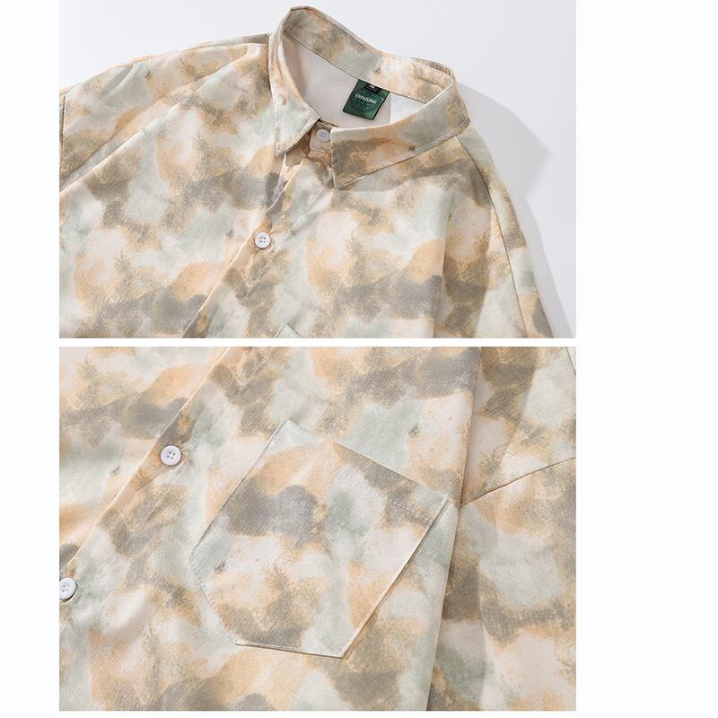 [TRAVEL ISSUANCE Series]★Shirt★ Long sleeve shirt, tops, ink pattern, unisex, men's, retro, easy to match