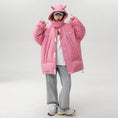 Load image into Gallery viewer, [Suikoishi Series] ★Winter Coat★ Cotton Coat Outerwear 3color Unisex Men's Cute Ears Pink Black Beige
