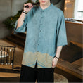 Load image into Gallery viewer, [Blue Qiu Fish Series]★China style shirt★ Large size tops, men's, unisex, summer, old-fashioned, improved Tang suit, blue, blue
