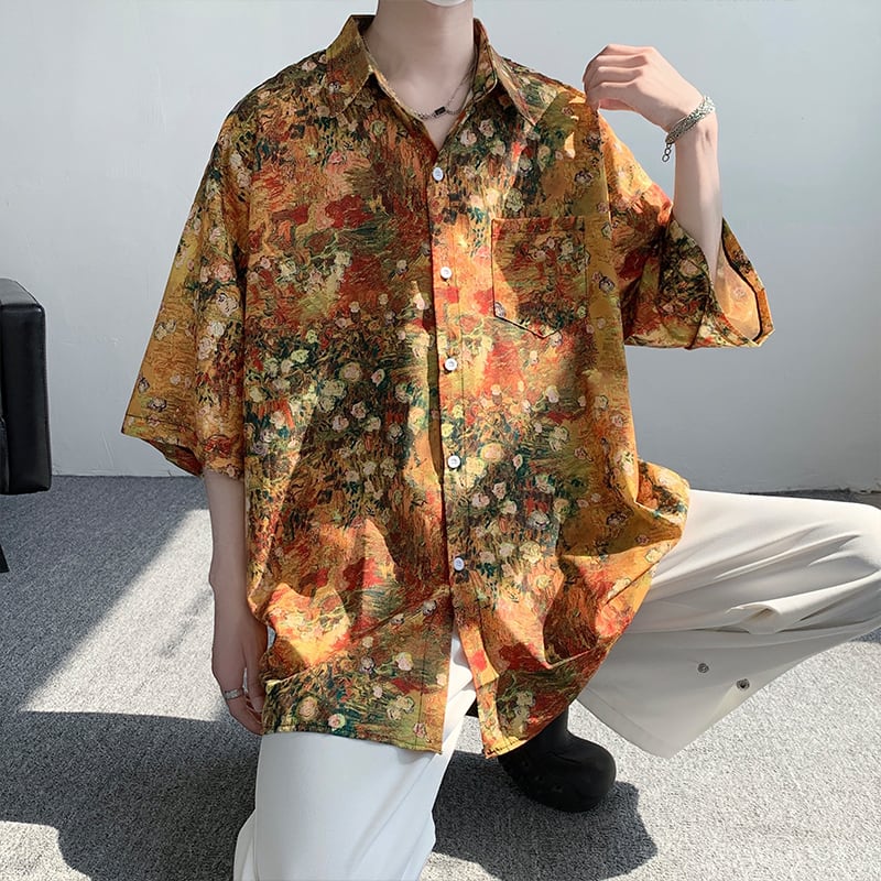 [ZHUIYI Series]★Shirt★ Short sleeve shirt, floral pattern shirt, tops, unisex, men's, aloha shirt, cool, casual