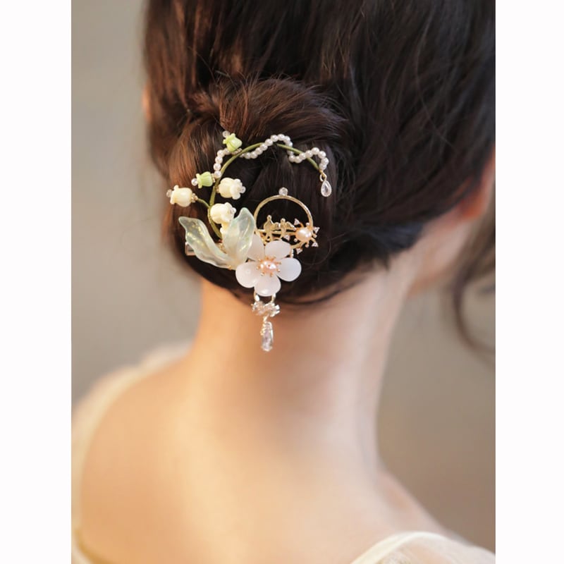 [Ma series] ★China style hair ornament★ Hairpin 1 piece Ladies accessories Lily of the Valley Lily of the Valley Flower Cute