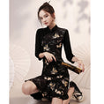 Load image into Gallery viewer, [YUEQIAO Series]★Cheongsam dress★China style dress Mermaid line Temperament enhancement Long sleeve Switchable
