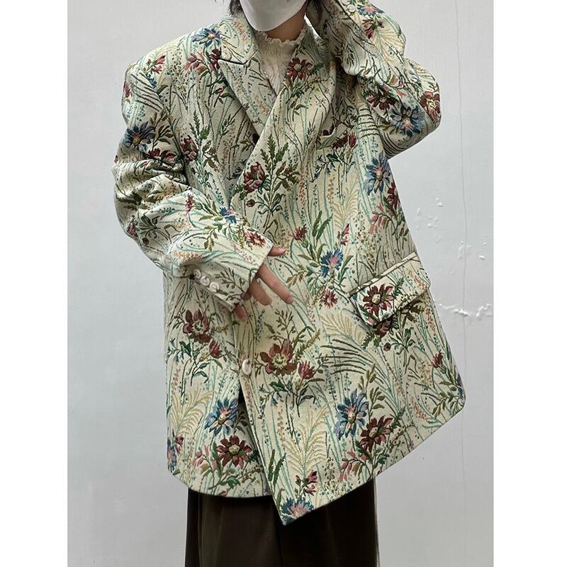 [14GSL Series]★China style outerwear★ Blazer Floral Pattern Retro Unisex Men's Casual ML XL