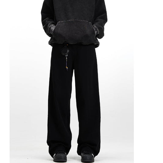 [Mr Bense Series] ★Denim Pants★ Embroidered Bottoms Trousers Unisex Men's Simple Black