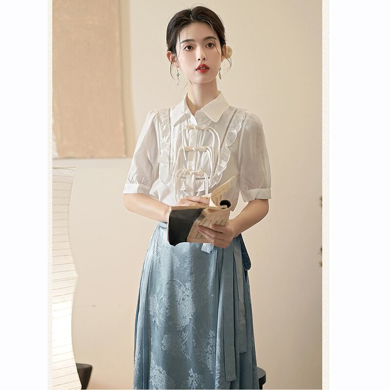 [QIYC Series]★China style shirt★China button short sleeve tops, summer clothes, improves temperament, improved Hanfu, Hanfu tops, with design