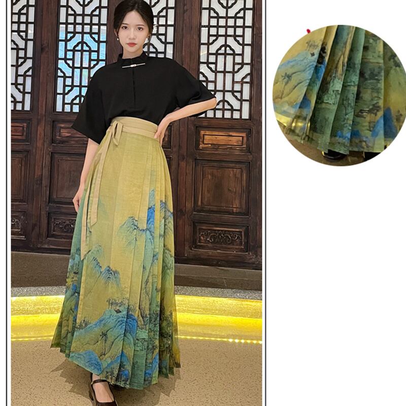 [BAIRIMENG Series]★China style skirt★Bottoms, Maki skirt, landscape pattern, Chinese elements, Chinese clothes, easy to match