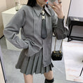 Load image into Gallery viewer, [ANNXstudio series]★Shirt with tie★ Shirt Long sleeve shirt Tops Casual Loose Gray Gray
