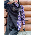 Load image into Gallery viewer, [Li Muyi Series]★China Style Shirt★ Tops Long Sleeve Shirt Switching Floral Pattern Black Black Purple Original
