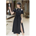 Load image into Gallery viewer, [Agoya Yui Series]★Chinese style dress★ Improved Chinese dress 2 colors Chinese clothing XS SML XL Black White
