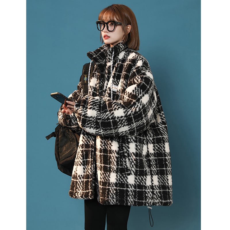 [Morimoto Series] ★Winter Coat★ Cotton Coat 2 Colors Thick Warm Unisex Men's Cold Protection Plaid Pattern Blue Black