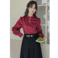 Load image into Gallery viewer, [LAWO Series]★China style shirt★ 2color tops corduroy improves temperament apricot red
