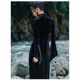 Load image into Gallery viewer, [Big Blue Dragon Series] ★China style dress★ Long length velvet sexy black slit long length
